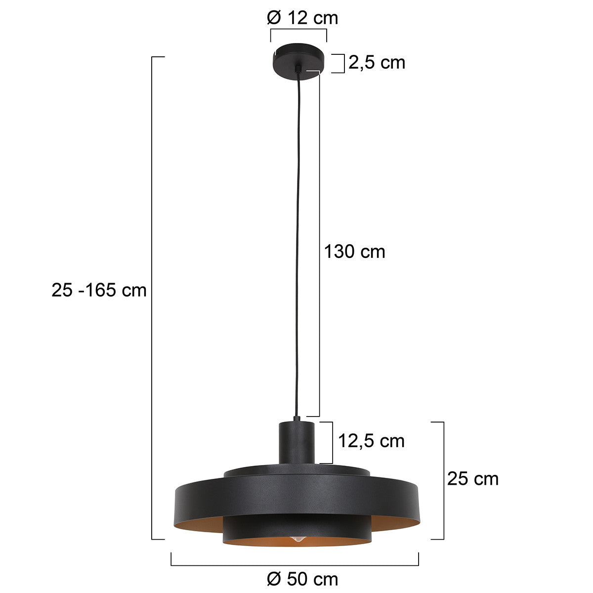 Lampada a sospensione in metallo Aurelia nero/oro
