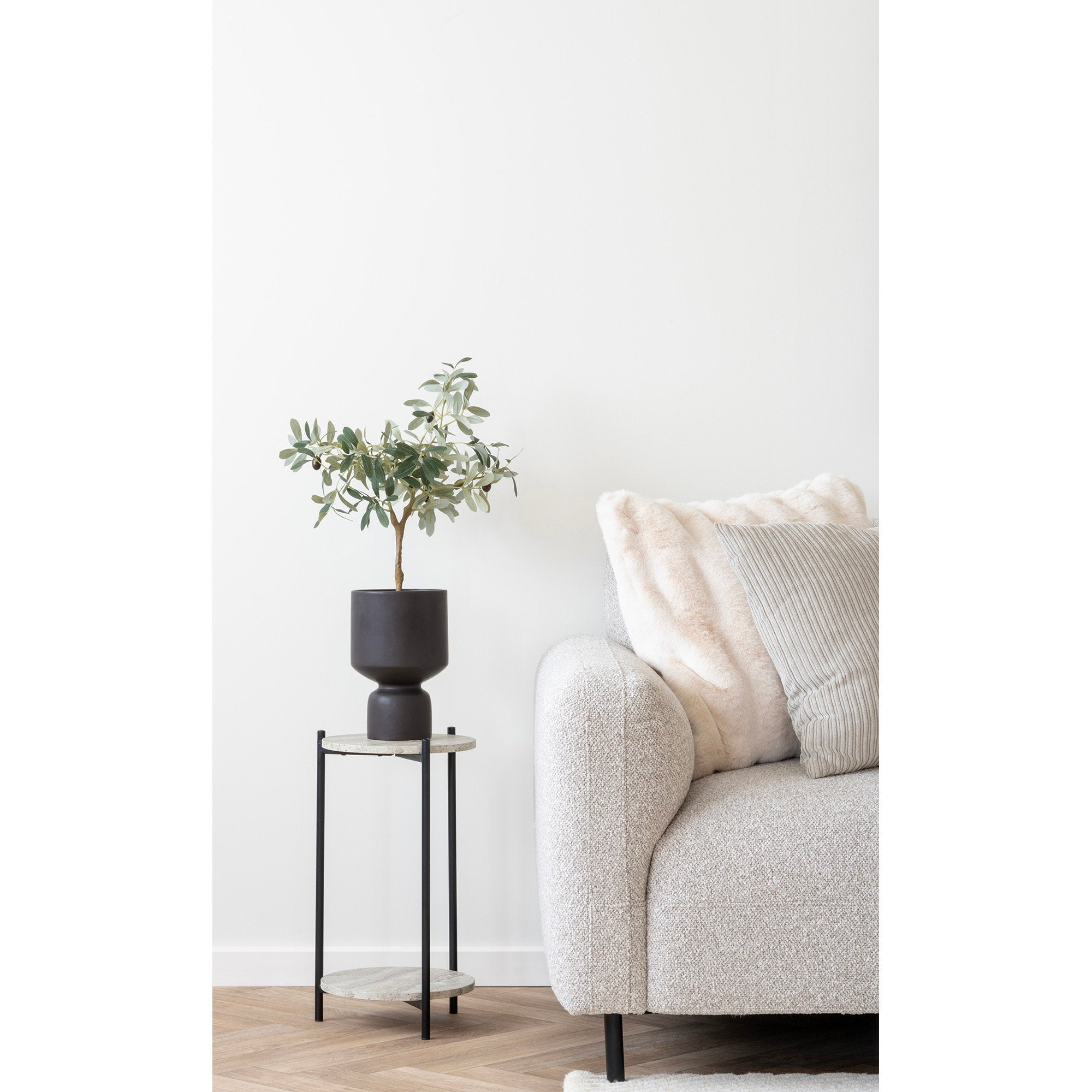 Galena Cushion - Cushion, artificial fur, white 45x45 cm