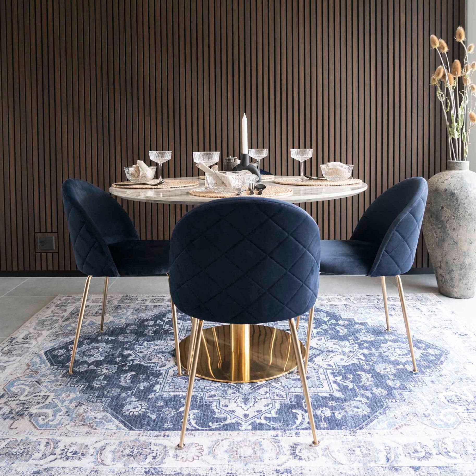 Tappeto intrecciato Serena 160x230cm - Blu e Crema