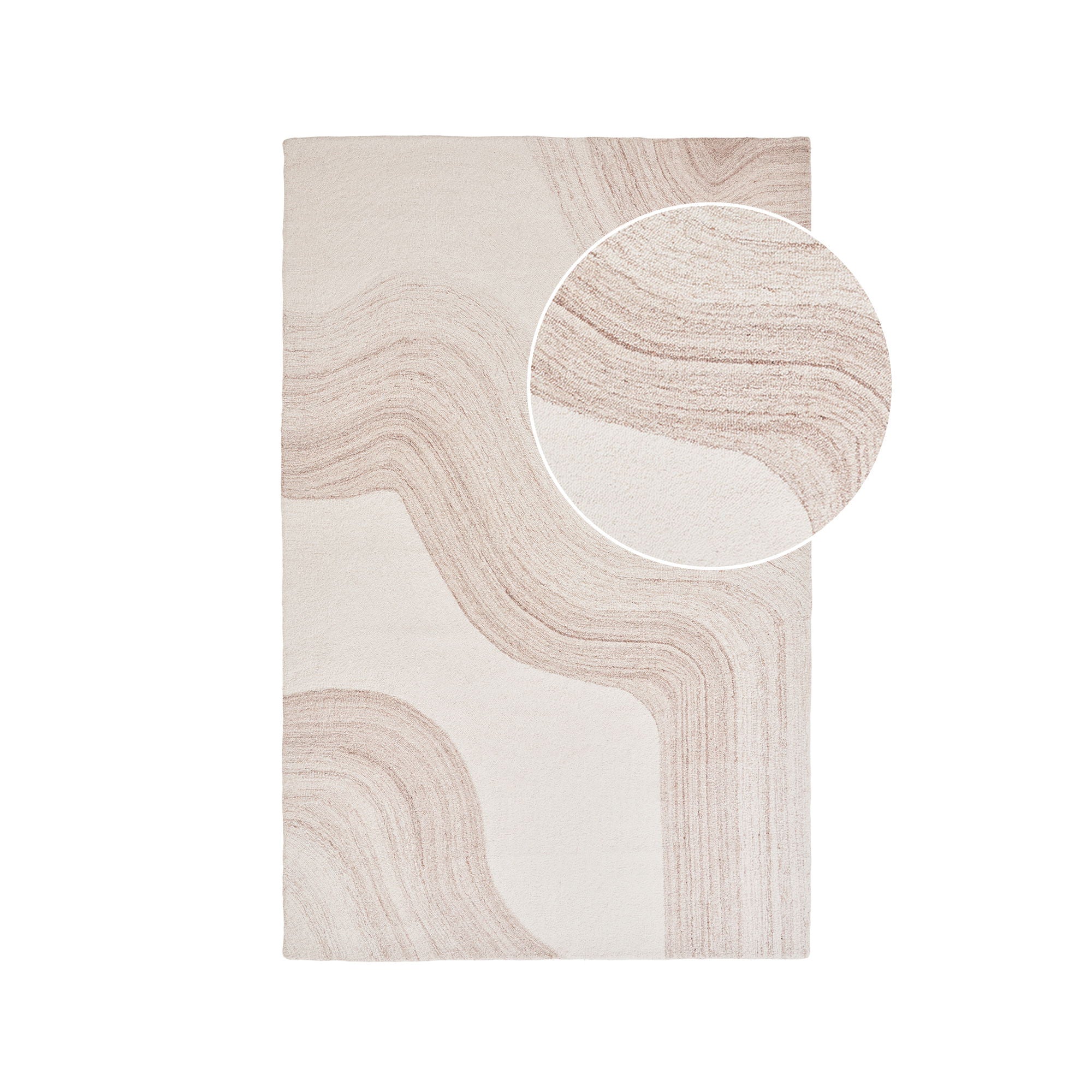 Tappeto di lana Aila 160x230cm – Marrone chiaro e avorio