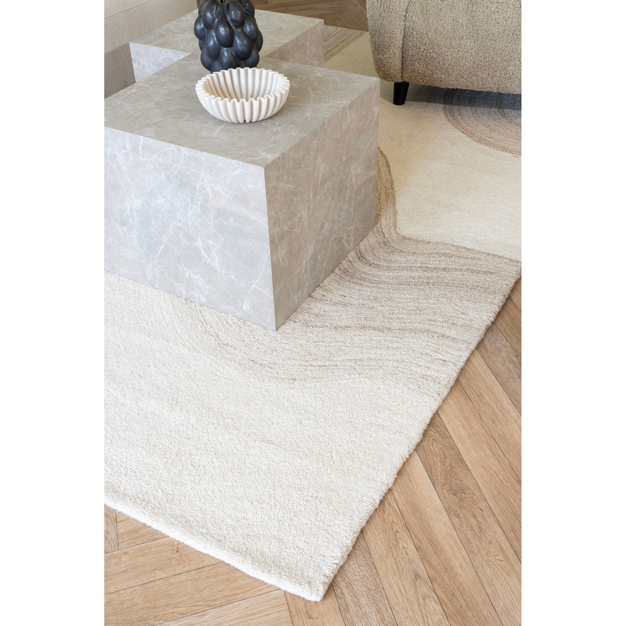 Tappeto di lana Aila 160x230cm – Marrone chiaro e avorio