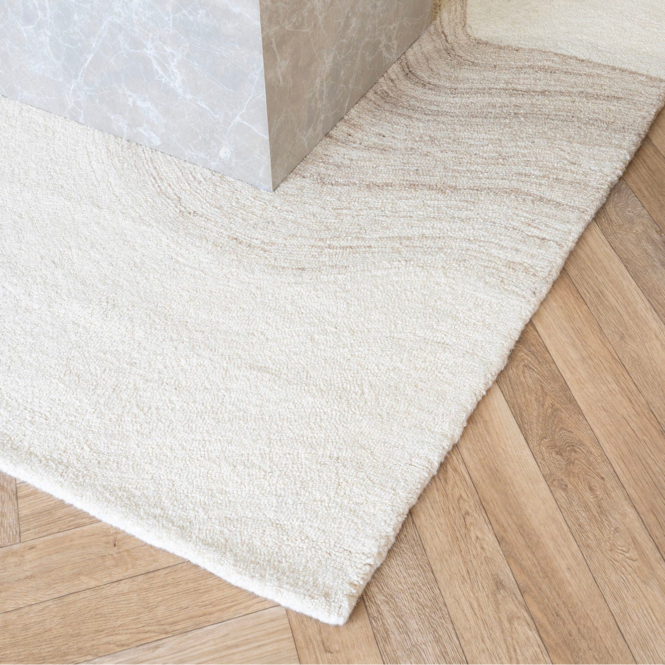Tappeto di lana Aila 160x230cm – Marrone chiaro e avorio