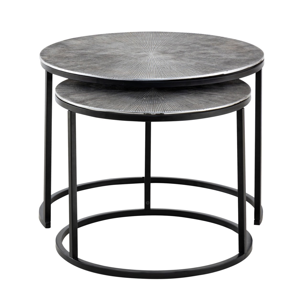 Set di tavolini laterali in alluminio argento Calvera