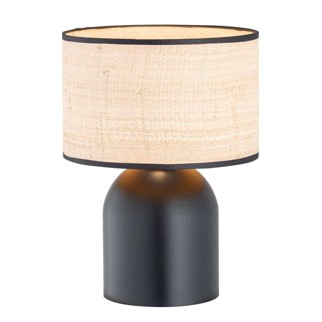 Lampada da tavolo in acciaio e rattan nero Elira