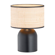 Lampada da tavolo in acciaio e rattan nero Elira
