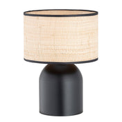 Lampada da tavolo in acciaio e rattan nero Elira