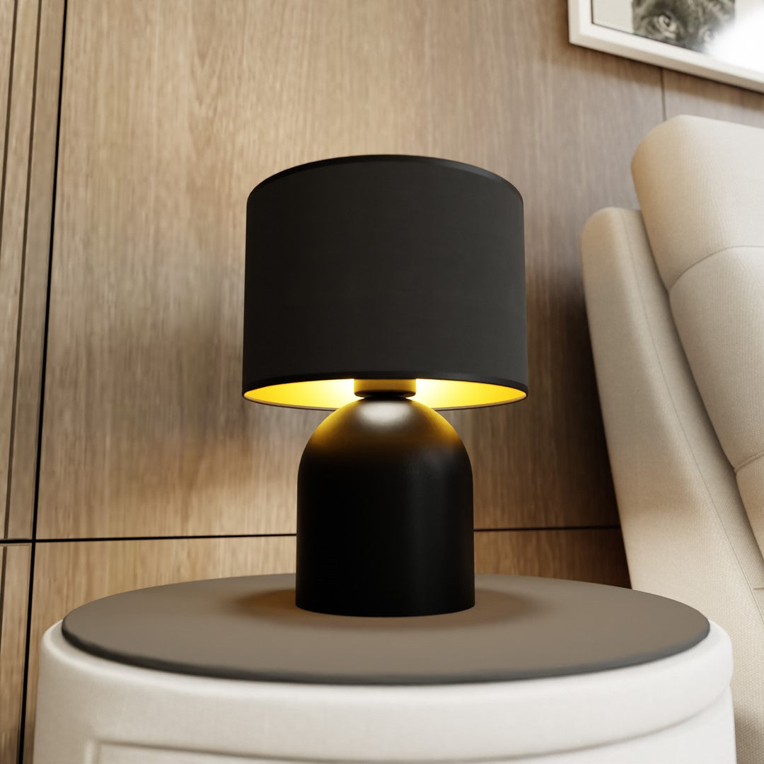Lampada da tavolo in acciaio nero oro Elira