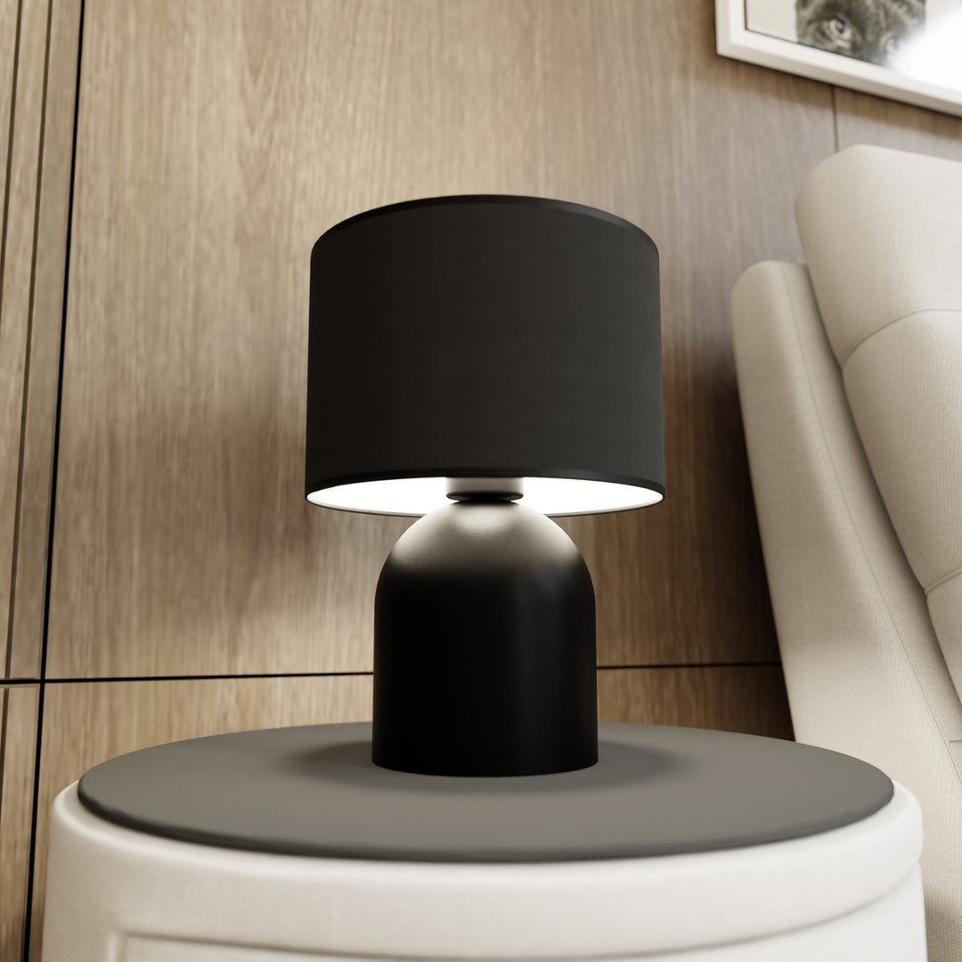 Lampada da tavolo Elira in acciaio bianco e nero
