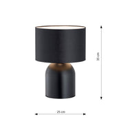 Lampada da tavolo Elira in acciaio bianco e nero