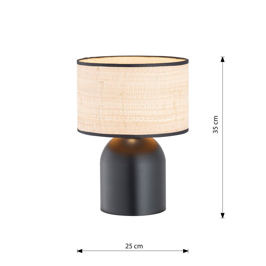 Lampada da tavolo in acciaio e rattan nero Elira