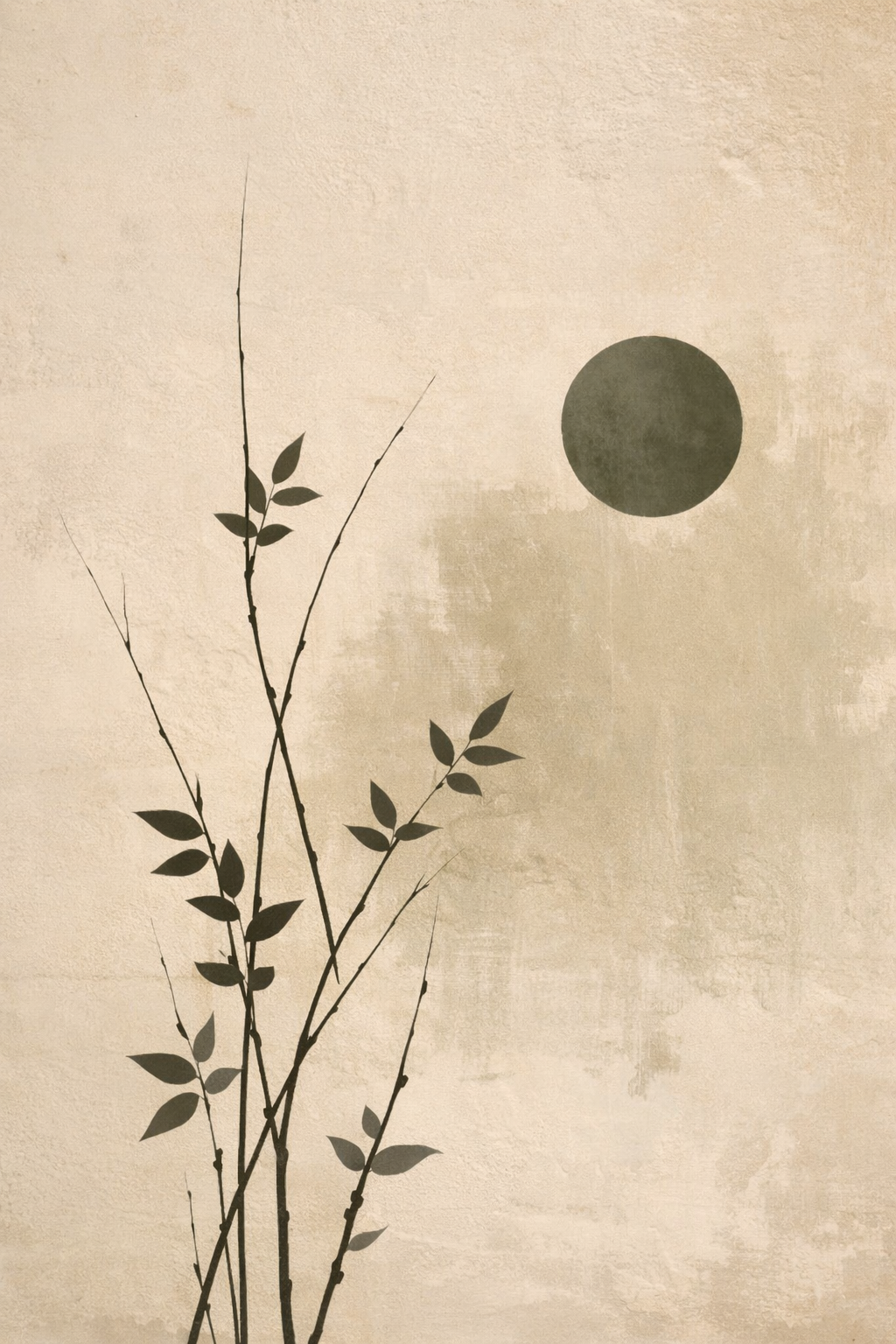 Minimalistisch Japans botanisch schilderij